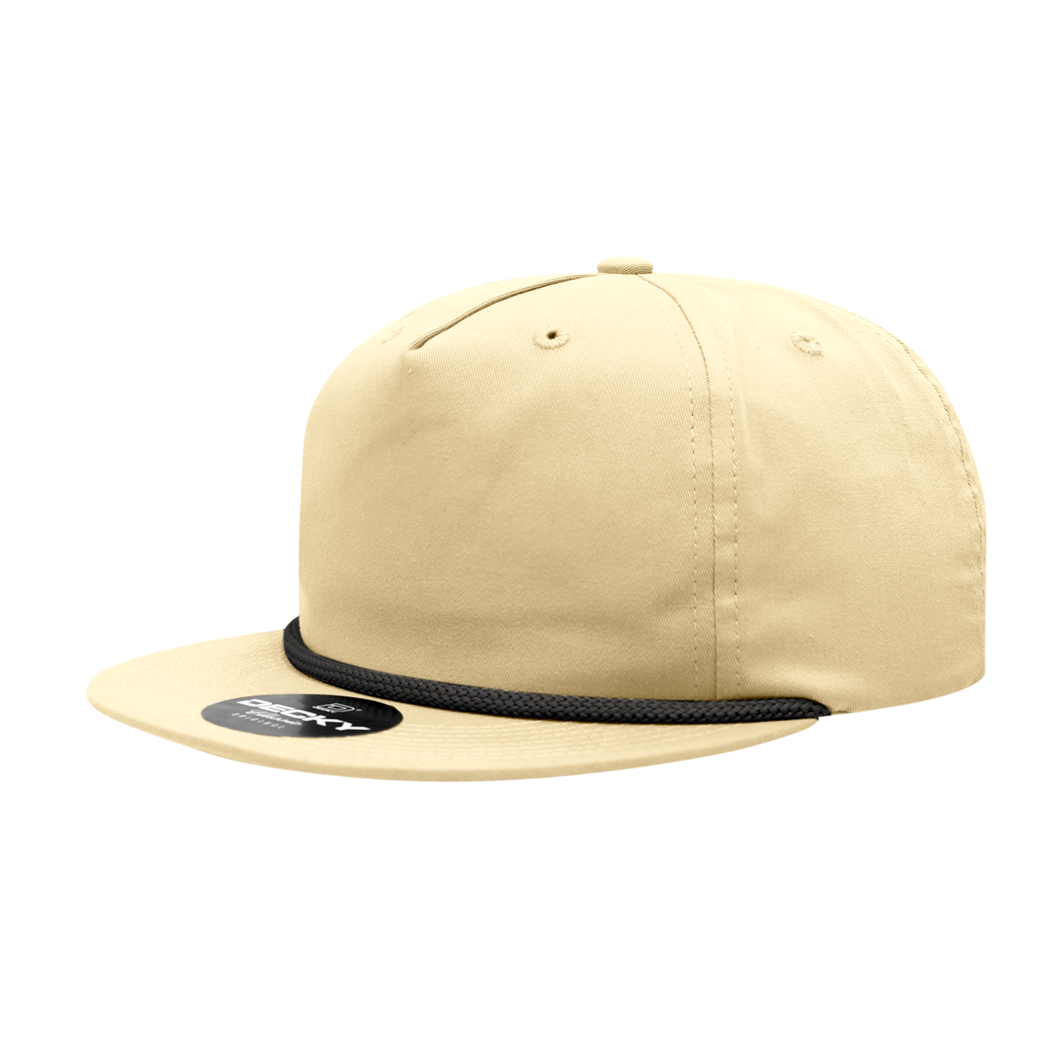 Decky 6042 5 Panel Half Dome Profile Relaxed Cotton Blend Rope Hat - Birch Black