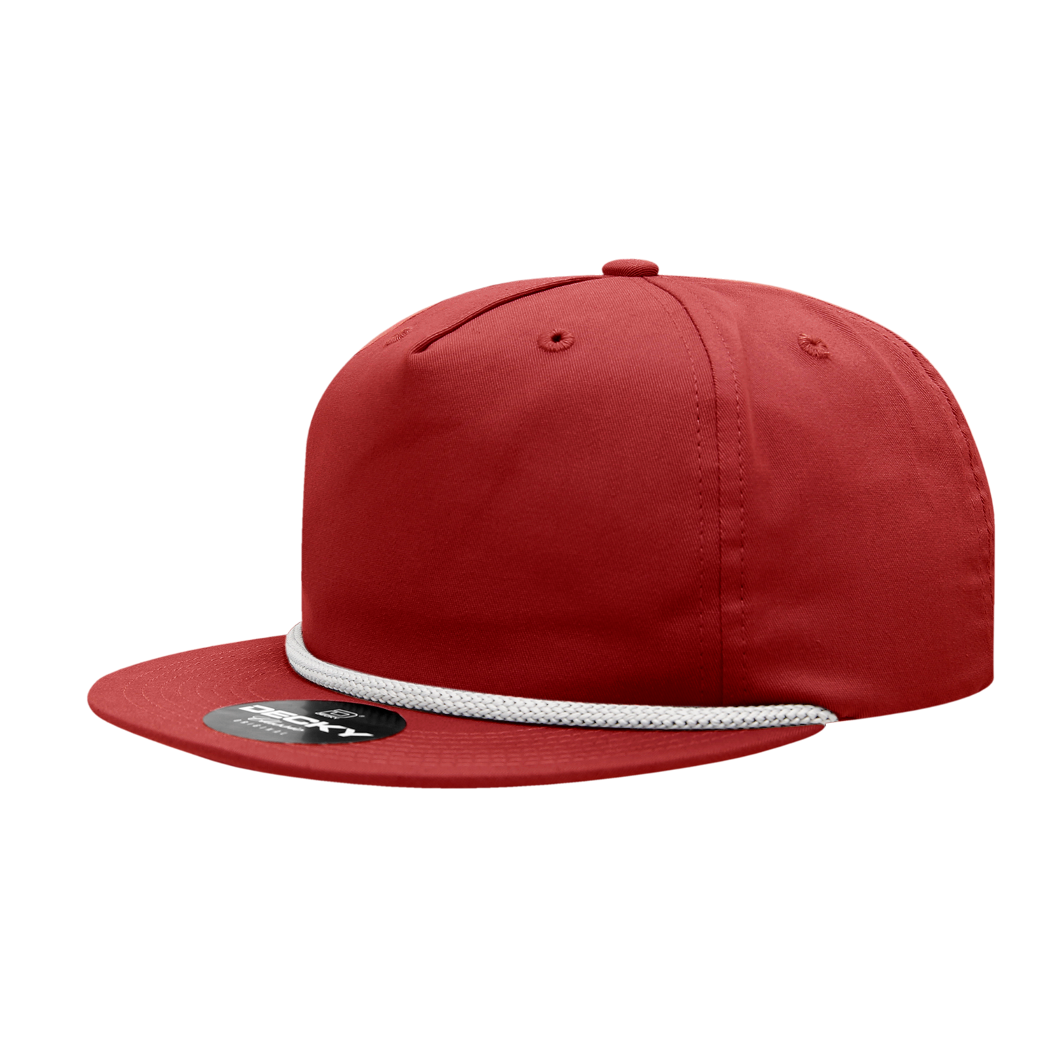 Decky 6042 5 Panel Half Dome Profile Relaxed Cotton Blend Rope Hat - Red White