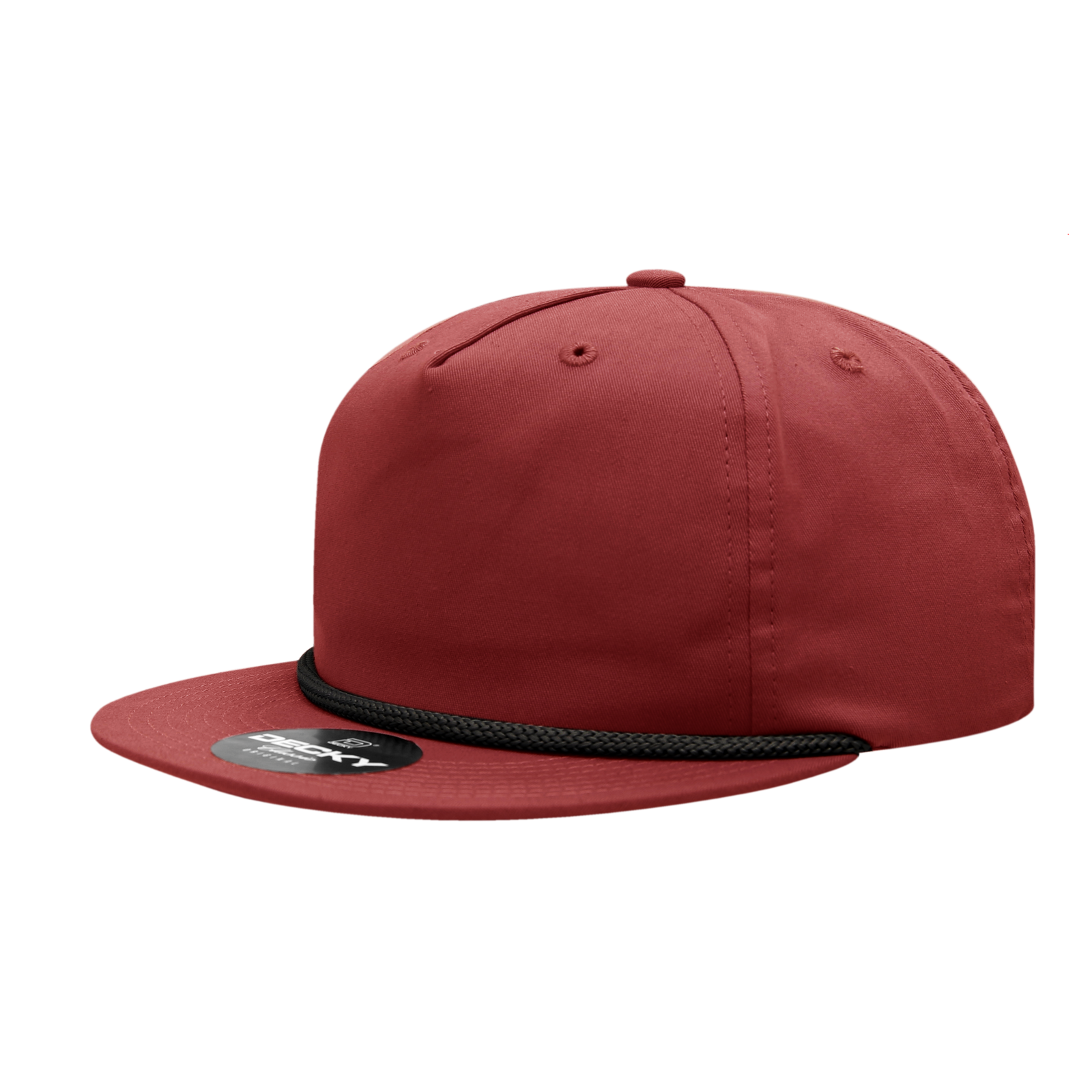 Decky 6042 5 Panel Half Dome Profile Relaxed Cotton Blend Rope Hat - Red Black