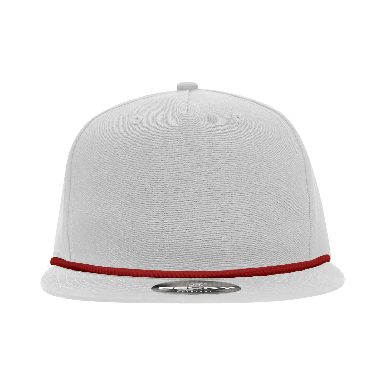 Decky 6042 5 Panel Half Dome Profile Relaxed Cotton Blend Rope Hat - White Red