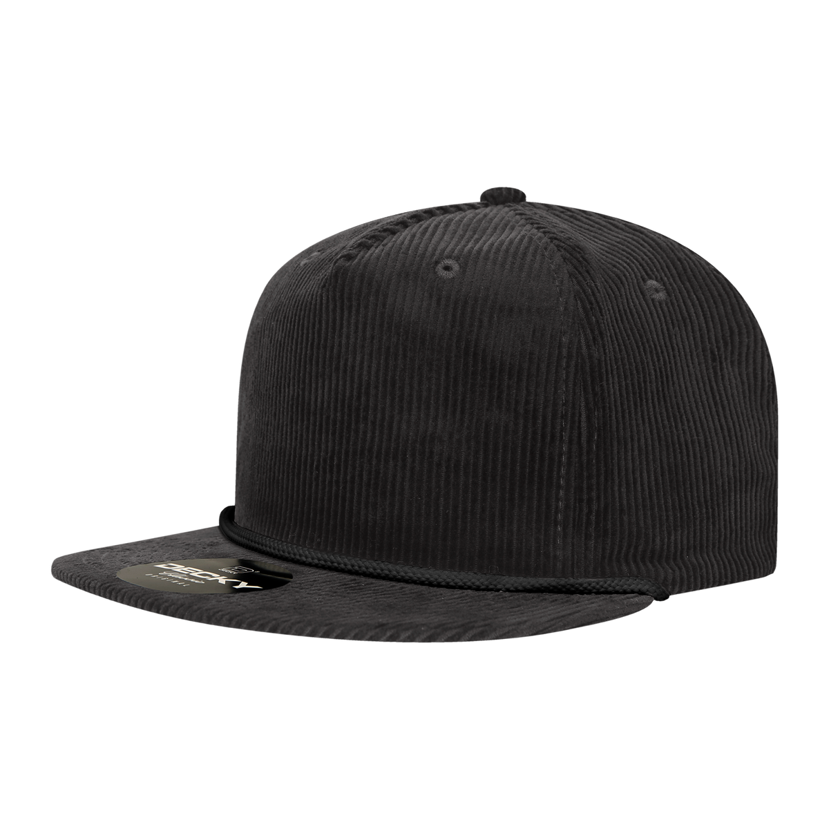 Decky 6043 5 Panel High Profile Relaxed Corduroy Rope Hat - Black