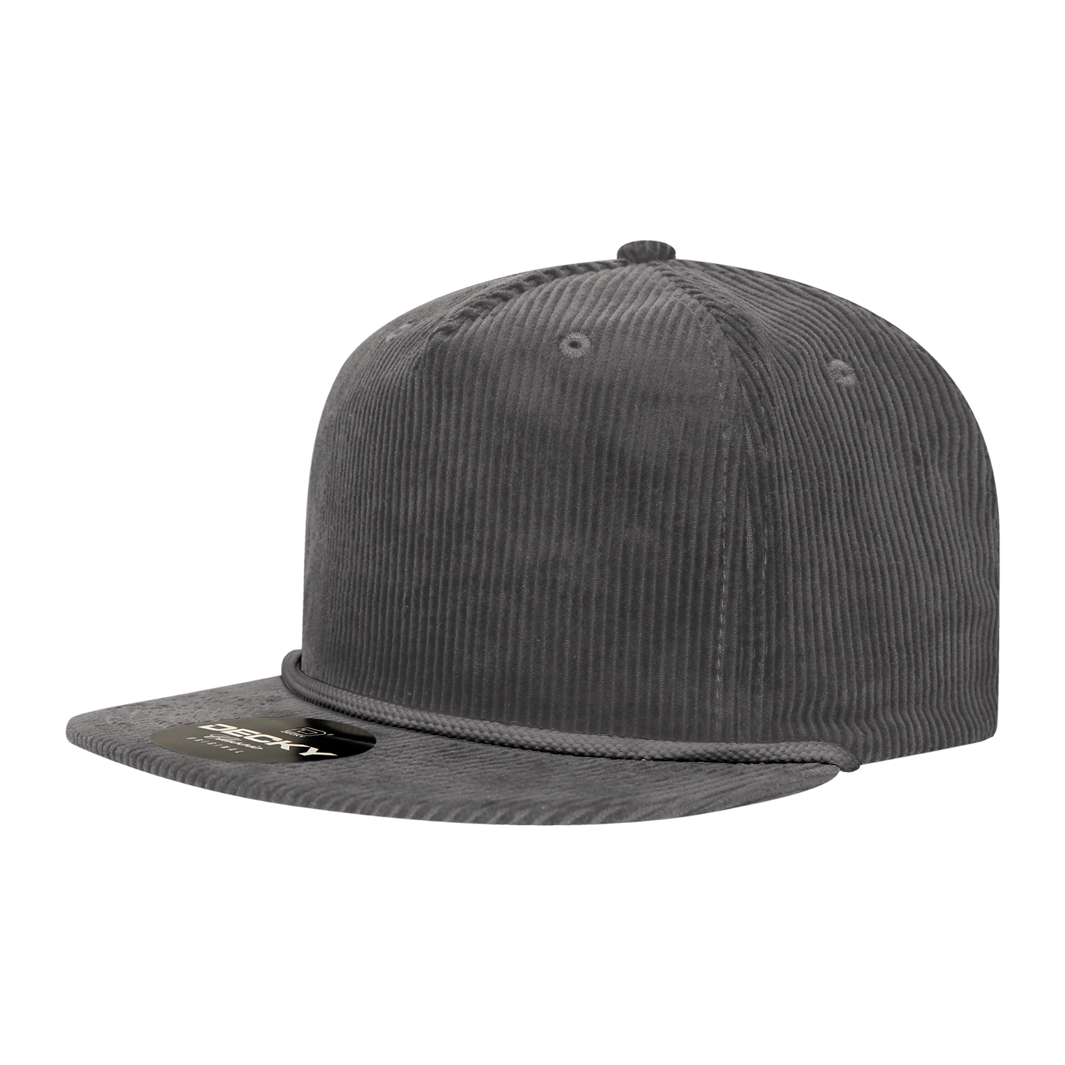 Decky 6043 5 Panel High Profile Relaxed Corduroy Rope Hat - Charcoal