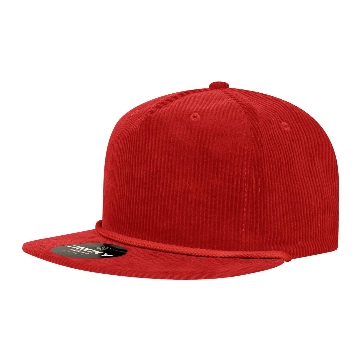 Decky 6043 5 Panel High Profile Relaxed Corduroy Rope Hat - Red