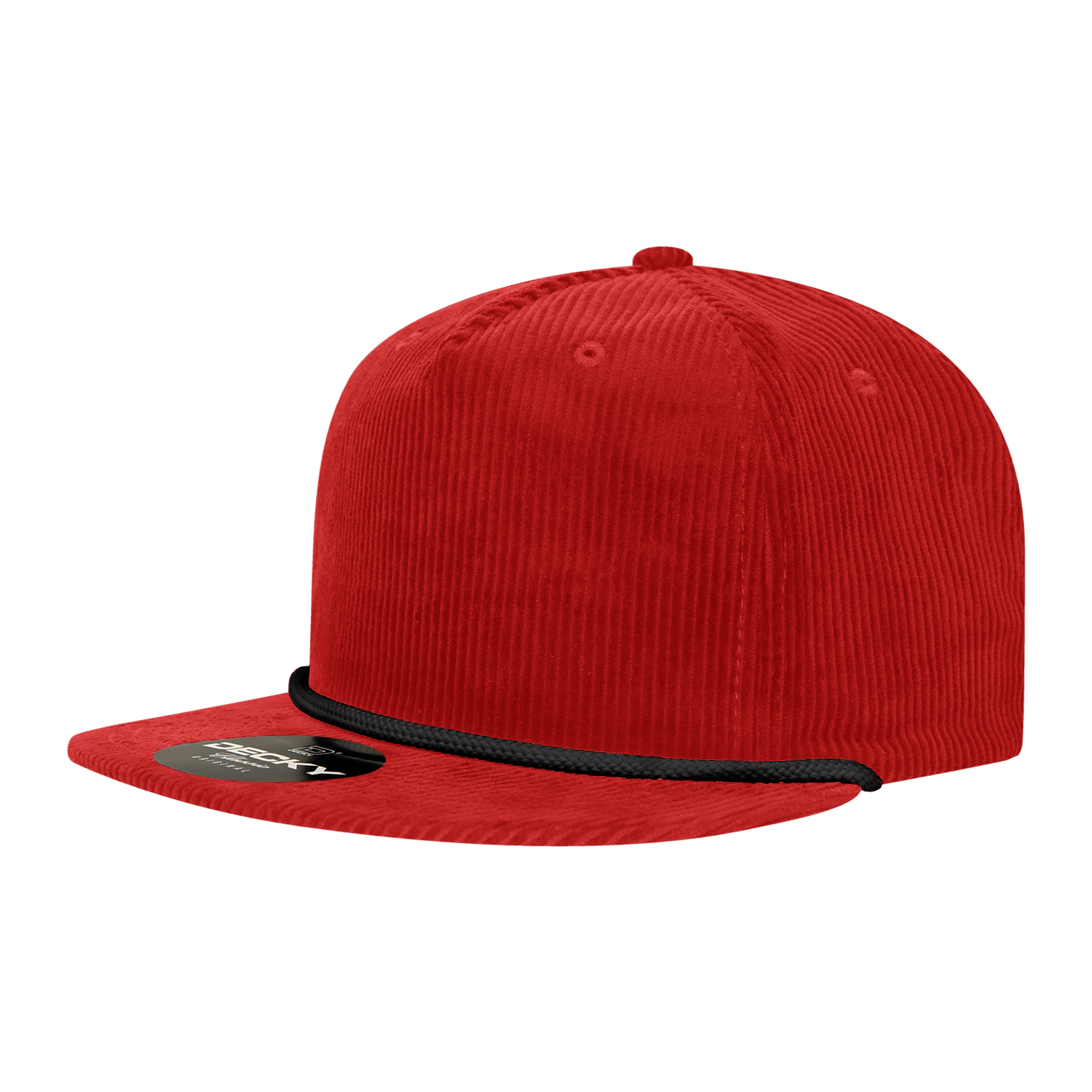 Decky 6043 5 Panel High Profile Relaxed Corduroy Rope Hat - Red Black
