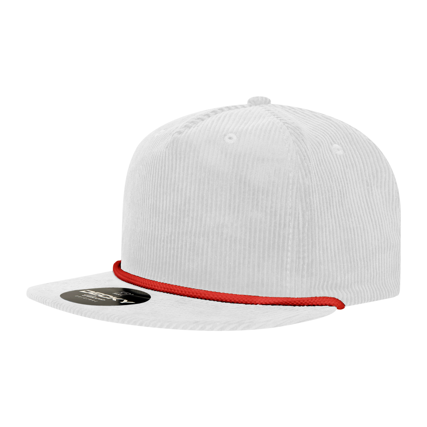 Decky 6043 5 Panel High Profile Relaxed Corduroy Rope Hat - White Red