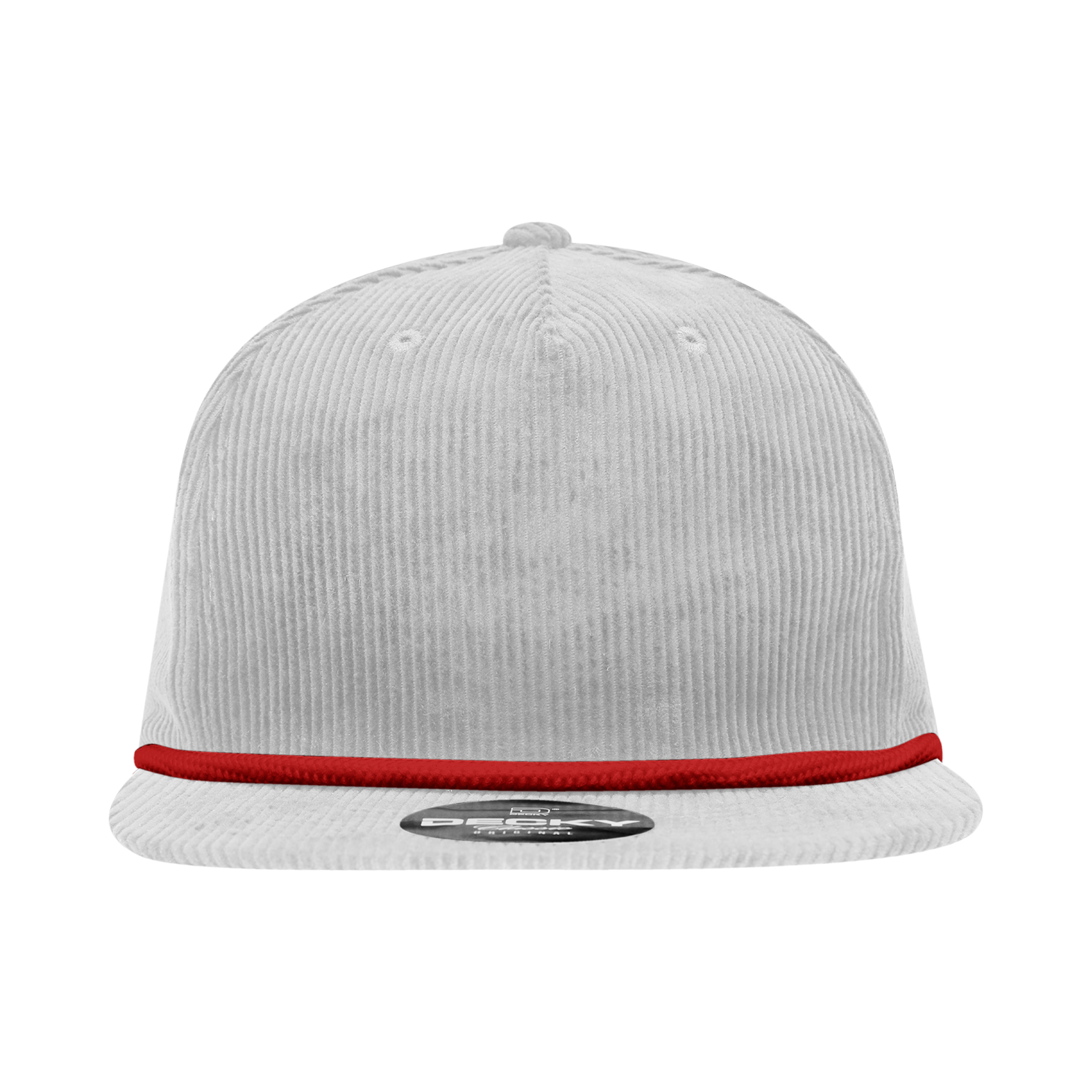 Decky 6043 5 Panel High Profile Relaxed Corduroy Rope Hat - White Red