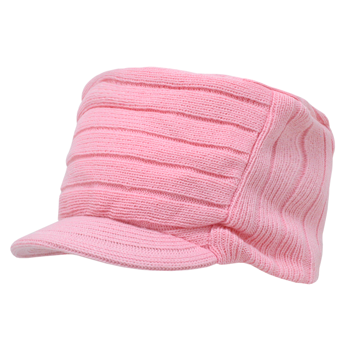 Decky 615 Knitted Flat Top Cap with Visor - Pink