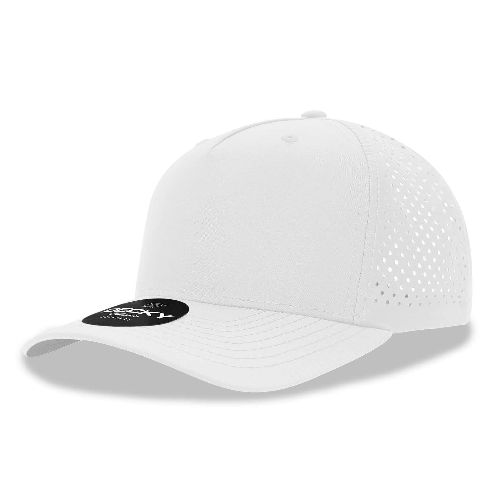 Decky 6225 5 Panel Mid Profile Structured Perforated Performance Cap - White