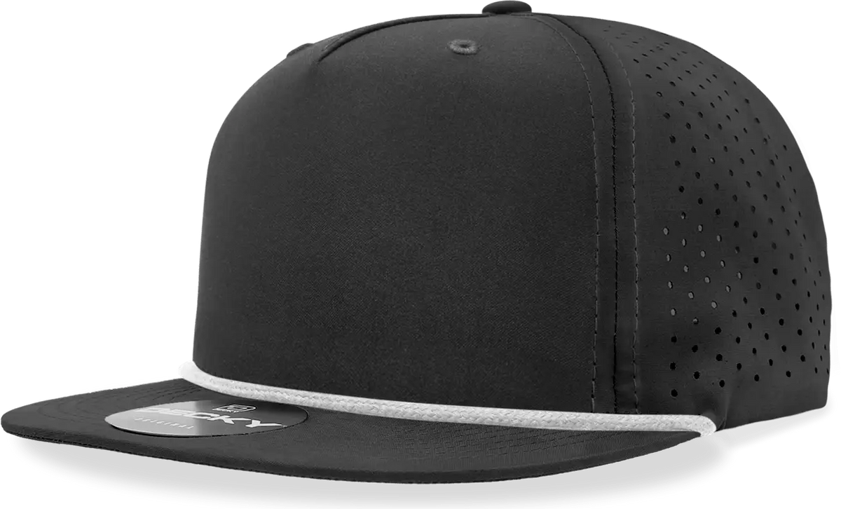 Decky 6226 5 Panel High Performance Rope Cap - Black White - one Size Fits Most