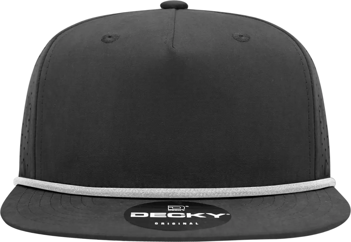 Decky 6226 5 Panel High Performance Rope Cap - Black White - one Size Fits Most