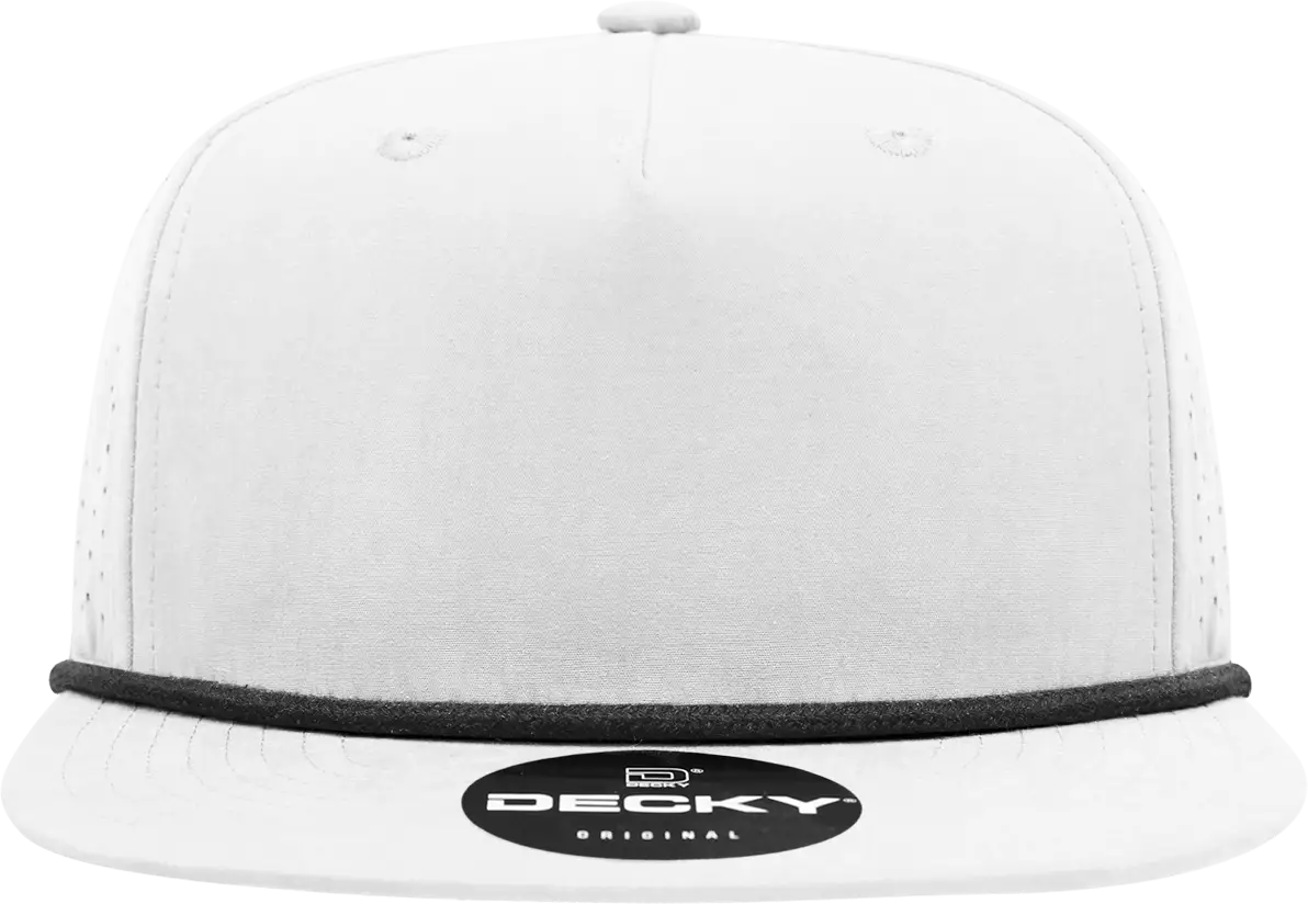 Decky 6226 5 Panel High Performance Rope Cap - White Black - one Size Fits Most