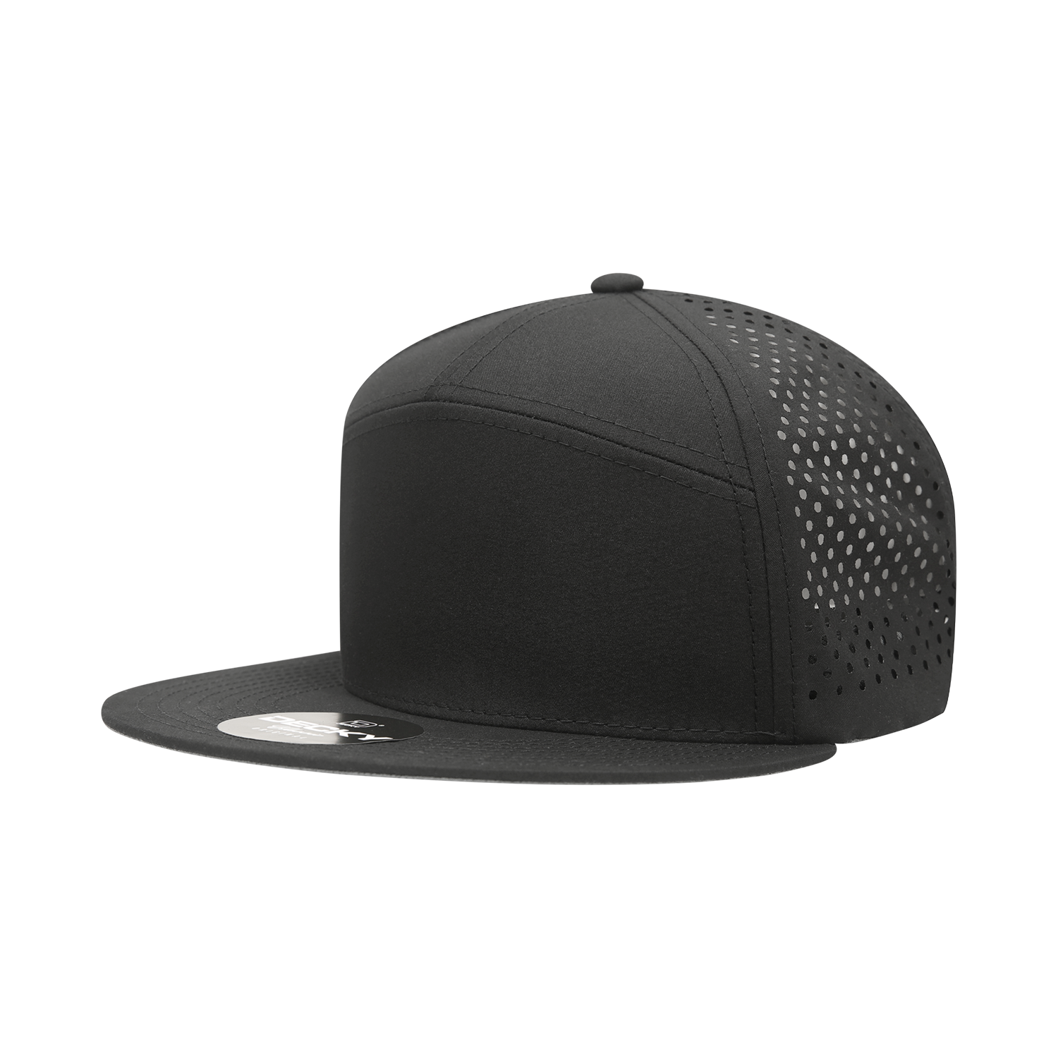 Decky 6230 7 Panel High Profile Structured Perforated Performance Cap - Black