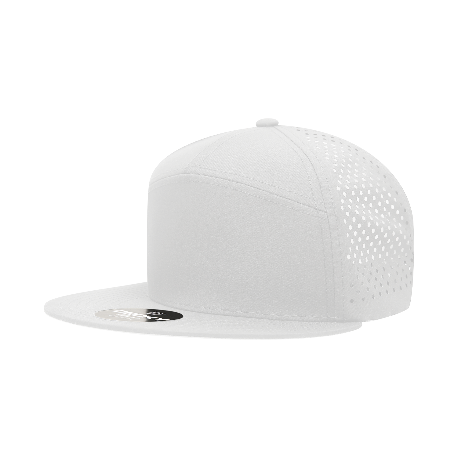 Decky 6230 7 Panel High Profile Structured Perforated Performance Cap - White