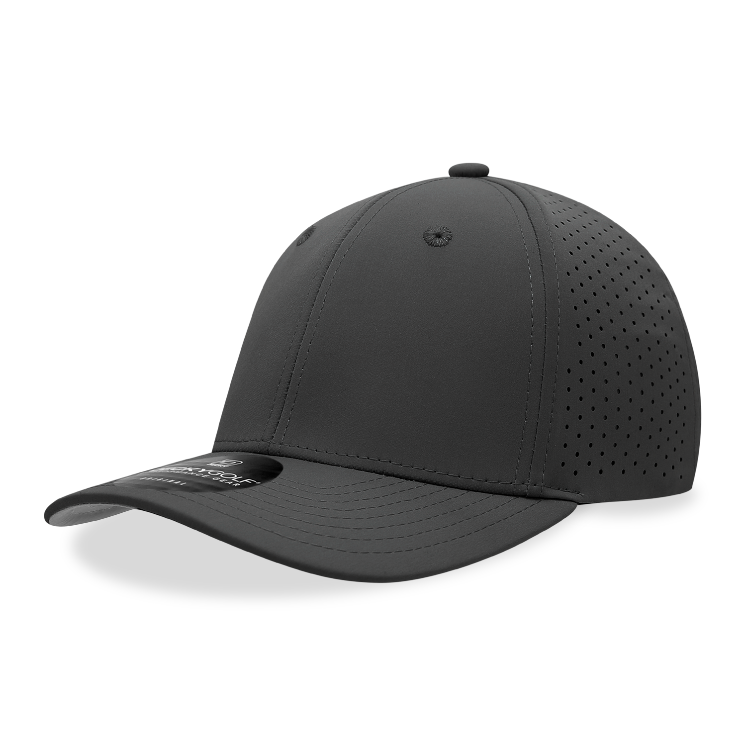 Decky 6412 6 Panel Mid Prof Perforated Cap - Black