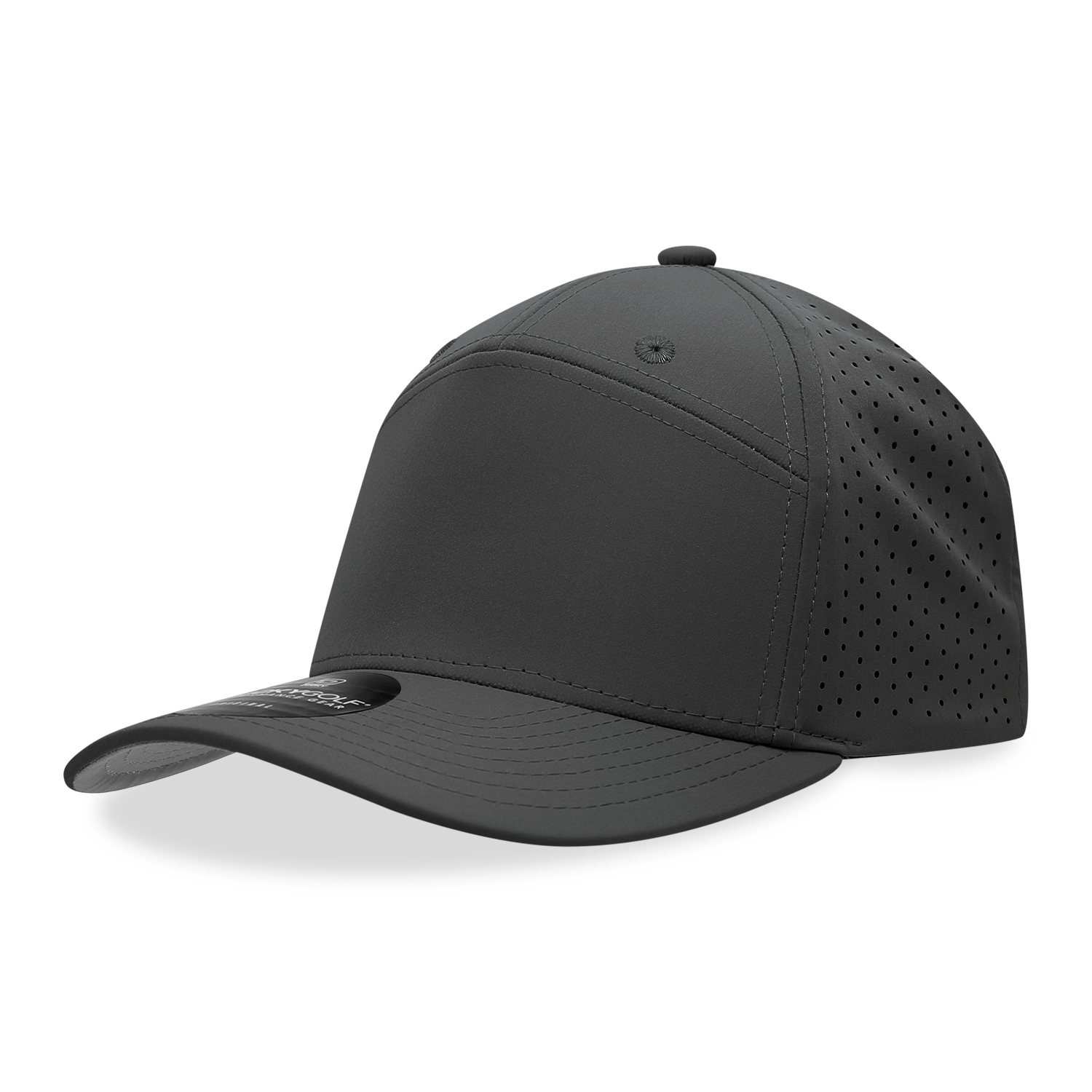 Decky 6416 7 Panel Perforated Cap - Black