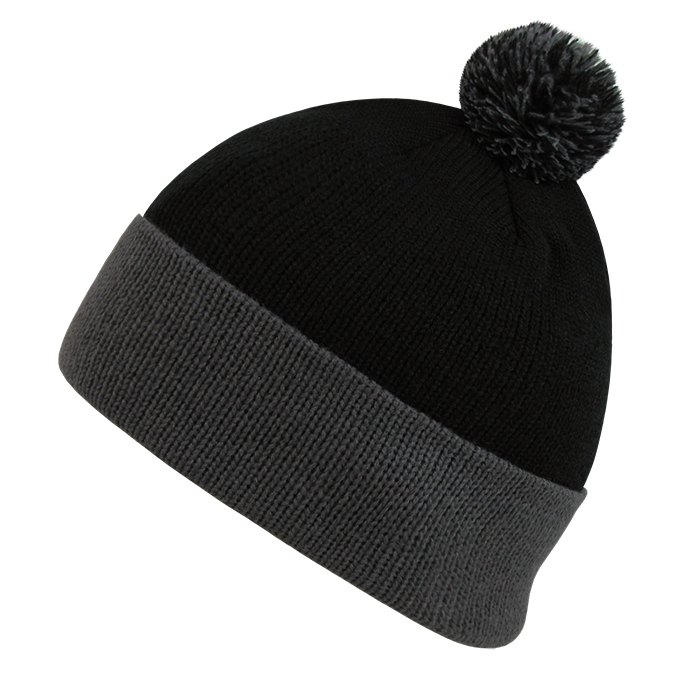 Decky 687 Athletic Pom Beanie - Black Grey