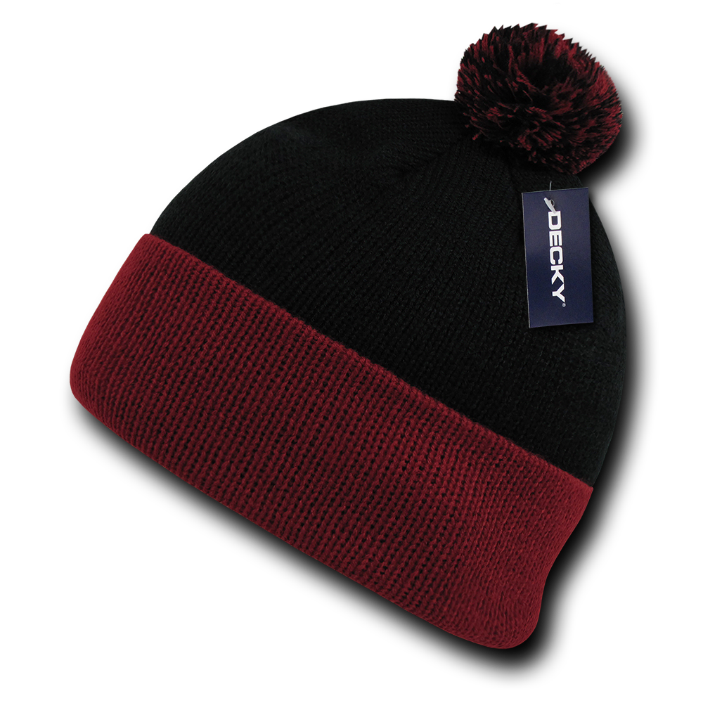 Decky 687 Athletic Pom Beanie - Black Red