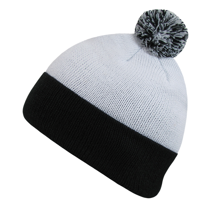 Decky 687 Athletic Pom Beanie - White Black