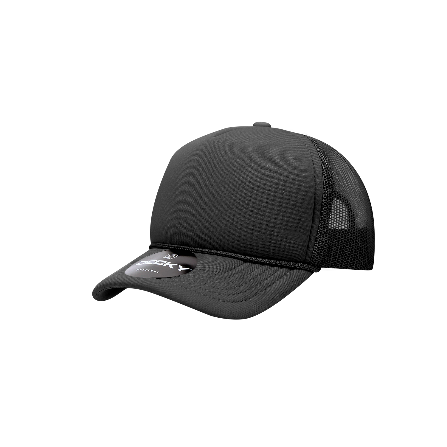 Decky 7010 Youth 5 Panel Mid Profile Structured Foam Trucker - Black