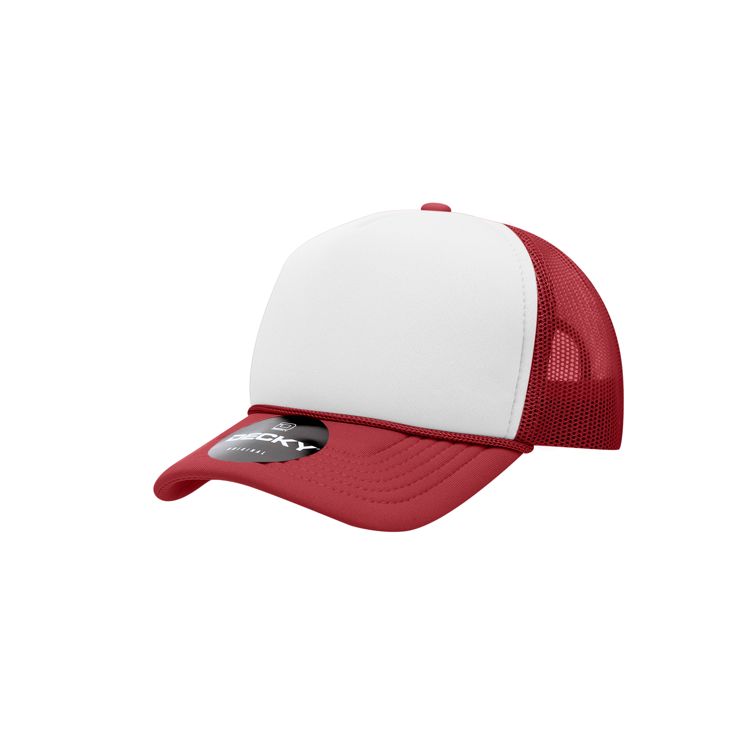 Decky 7010 Youth 5 Panel Mid Profile Structured Foam Trucker - Cardinal White