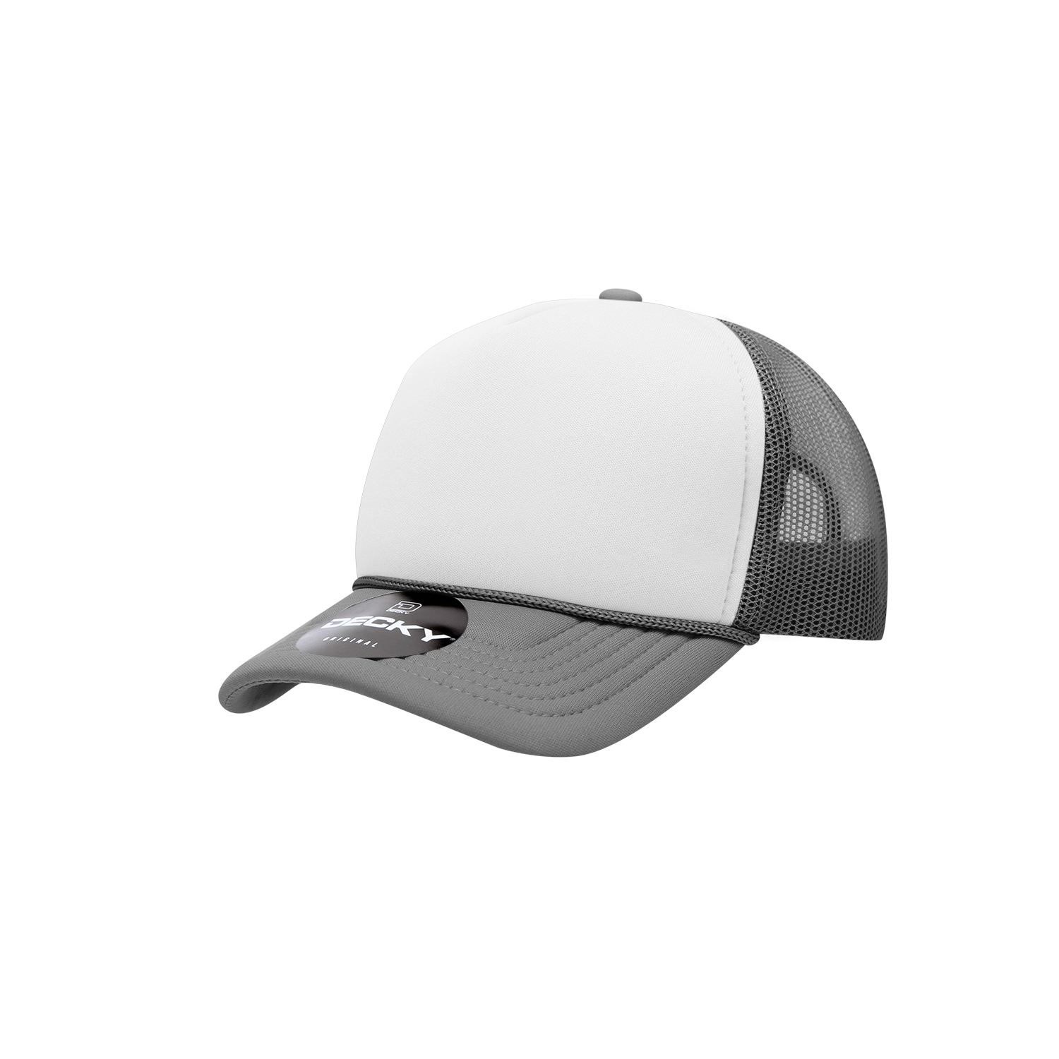 Decky 7010 Youth 5 Panel Mid Profile Structured Foam Trucker - Charcoal White