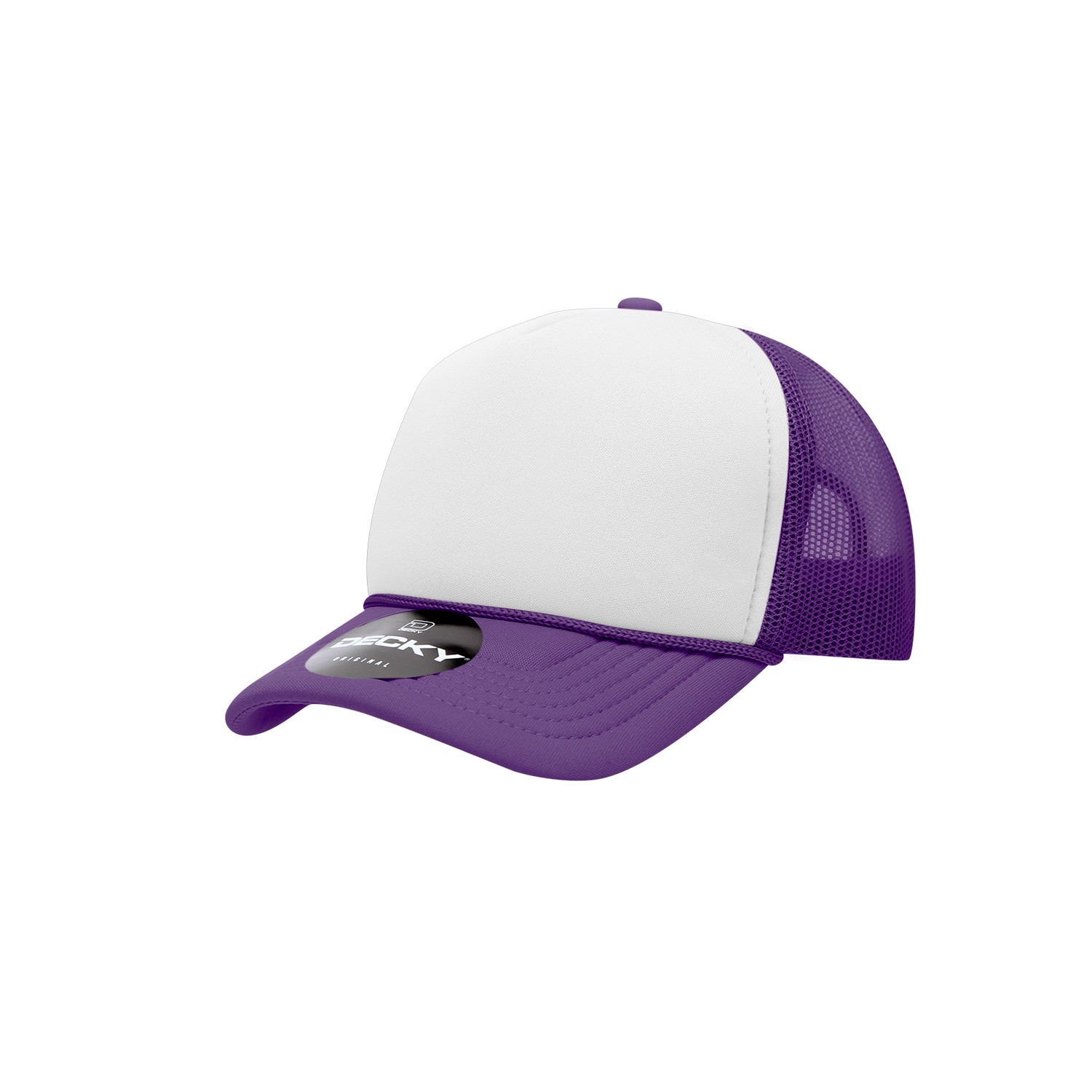 Decky 7010 Youth 5 Panel Mid Profile Structured Foam Trucker - Purple White