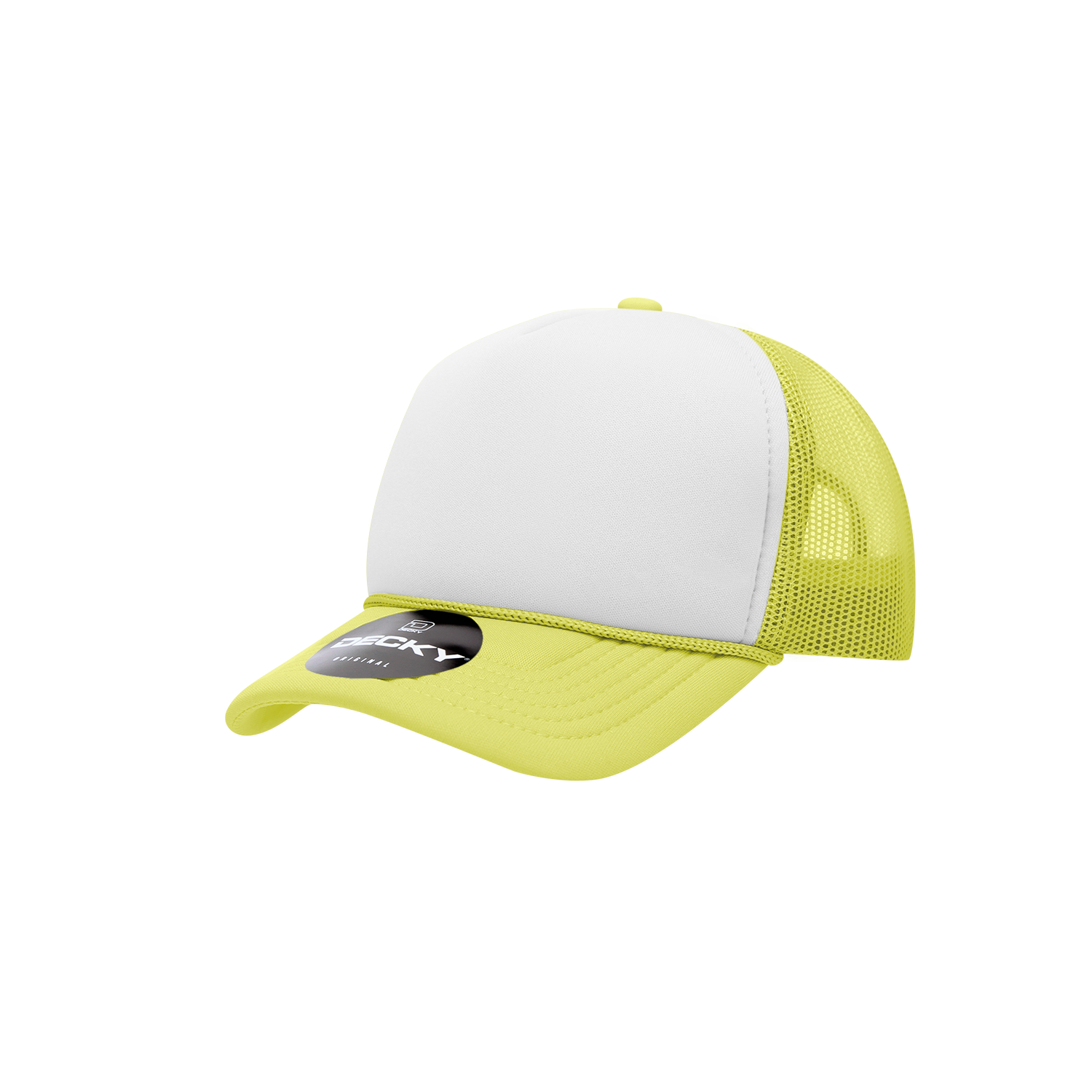 Decky 7010 Youth 5 Panel Mid Profile Structured Foam Trucker - Yellow White
