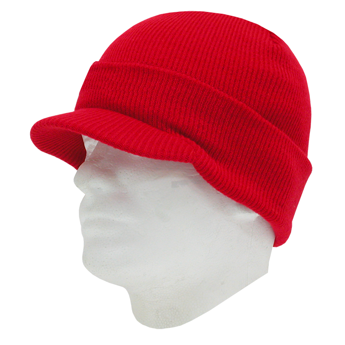 Decky 8009 Jeep Beanie with Visor - Red