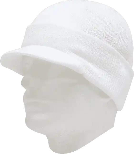 Decky 8009 Jeep Beanie with Visor - White - one Size Fits Most