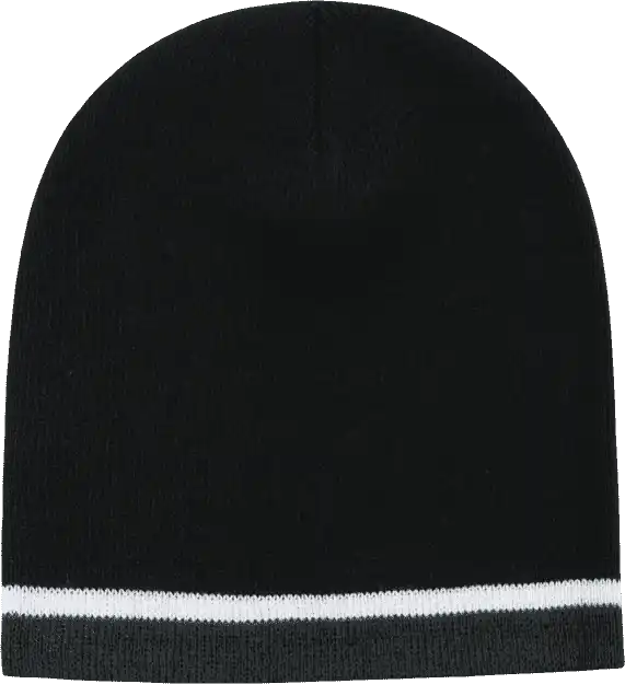 Decky 8015 Double Striped Beanie - Black White Charcoal - one Size Fits Most
