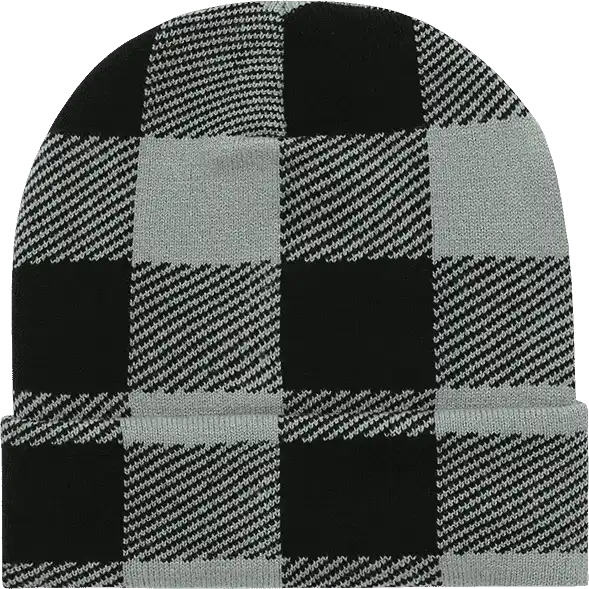 Decky 8027 Long Plaid Beanie - Black - one Size Fits Most