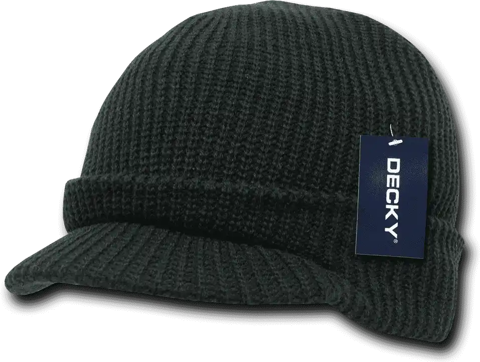 Decky 9052 Youth Gi Jeep Beanie with Visor Black / one Size Fits Most