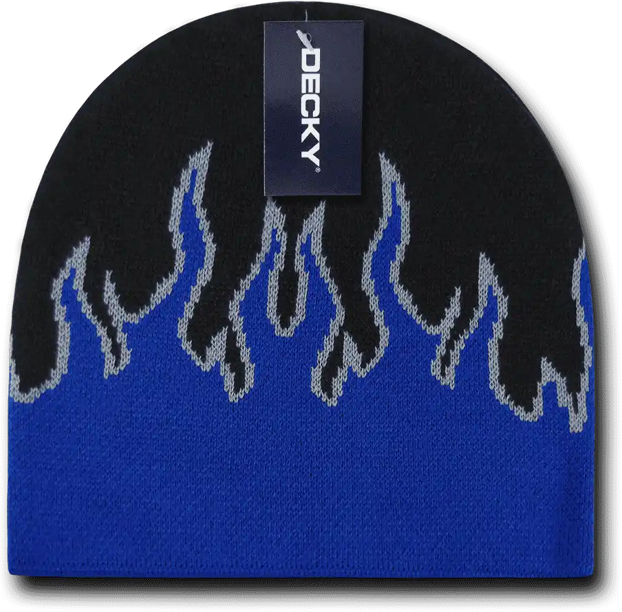 Decky 9055 Kids Fire Beanie - Black Blue Gray - one Size Fits Most