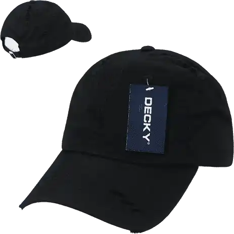 Decky 959 Vintage Frayed Polo Cap - Black - one Size Fits Most