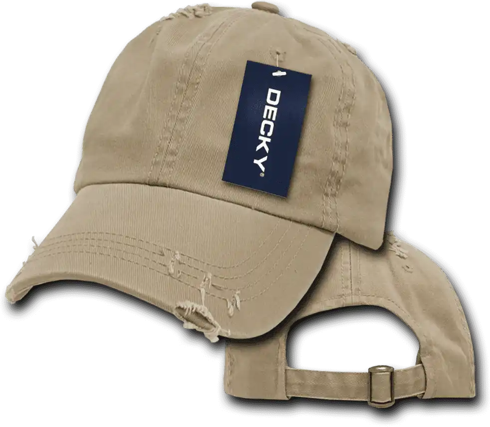 Decky 959 Vintage Frayed Polo Cap - Khaki - one Size Fits Most