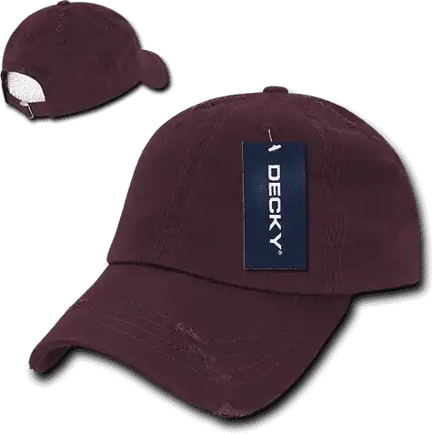 Decky 959 Vintage Frayed Polo Cap - Maroon - one Size Fits Most