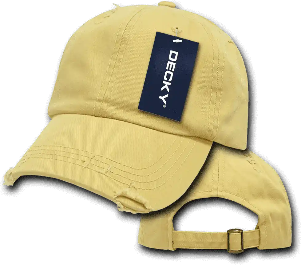 Decky 959 Vintage Frayed Polo Cap - Mustard - Gold / one Size Fits Most