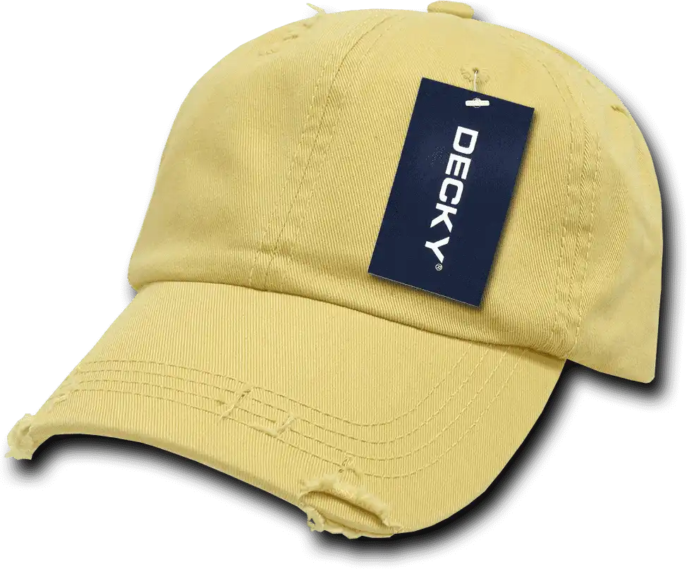 Decky 959 Vintage Frayed Polo Cap - Mustard - Gold / one Size Fits Most