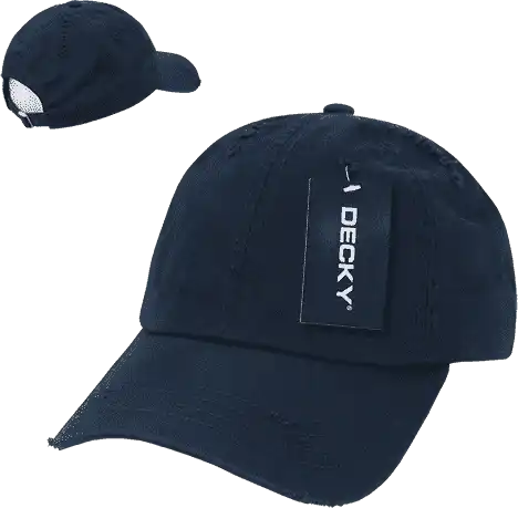 Decky 959 Vintage Frayed Polo Cap - Navy - one Size Fits Most