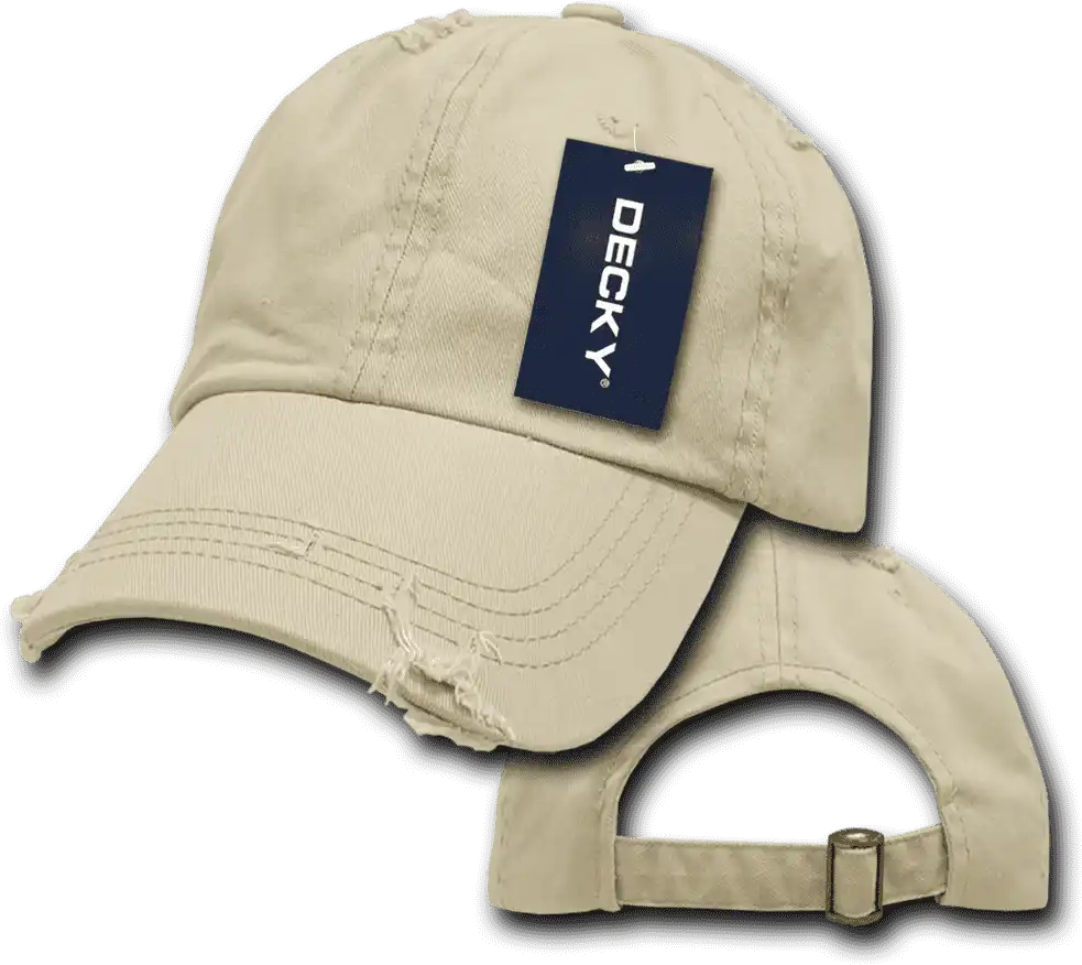 Decky 959 Vintage Frayed Polo Cap - Stone - Ivory / one Size Fits Most