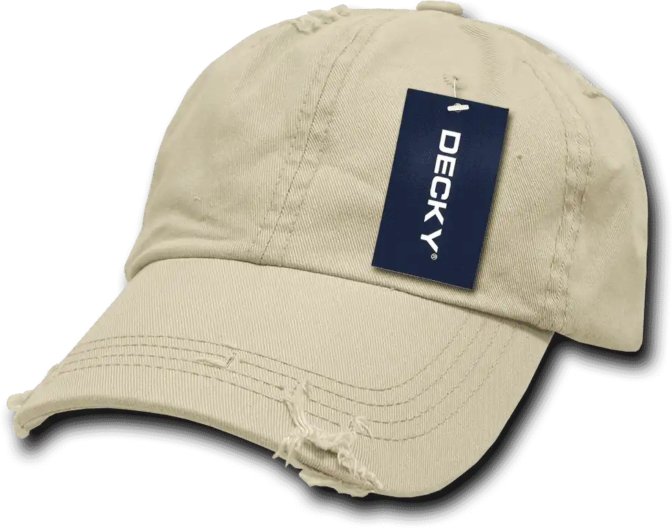 Decky 959 Vintage Frayed Polo Cap - Stone - Ivory / one Size Fits Most