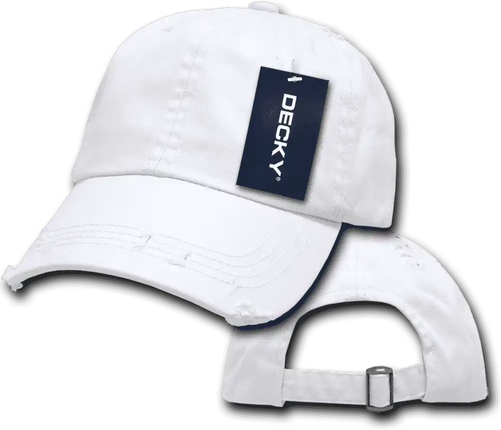 Decky 959 Vintage Frayed Polo Cap - White - one Size Fits Most