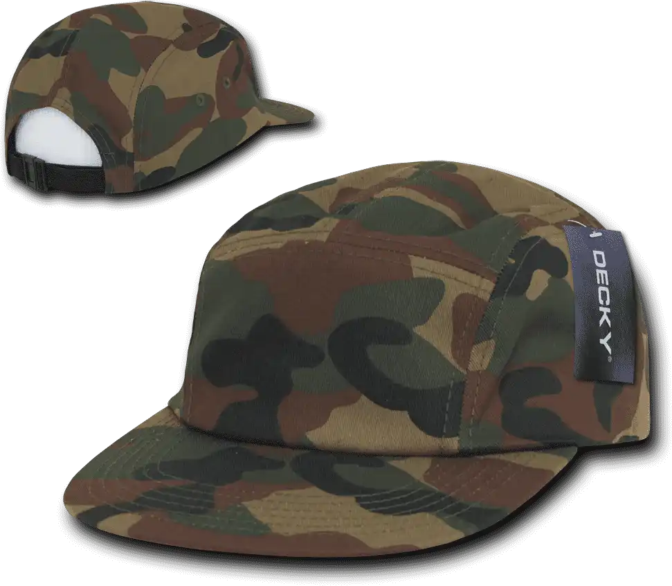 Decky 985 5 Panel Racer Cap - Woodland Camo - one Size Fits Most