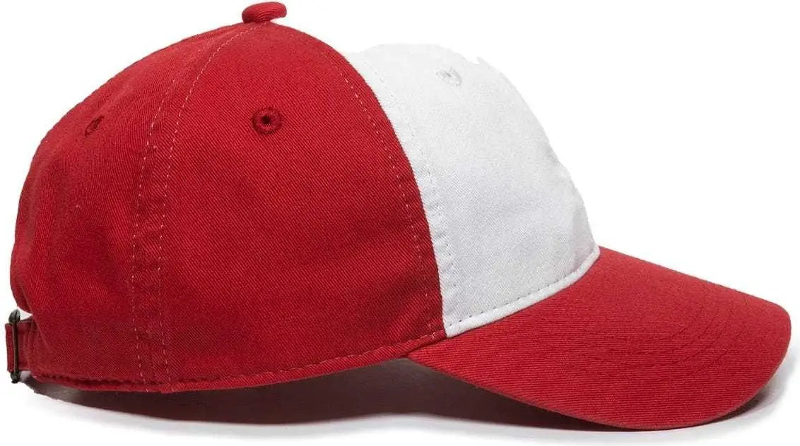 Oc Sports Gwt-111 Adjustable Strap Garment Wash Cotton Cap - White Red - 6 7/8’’ - 7 1/2’’