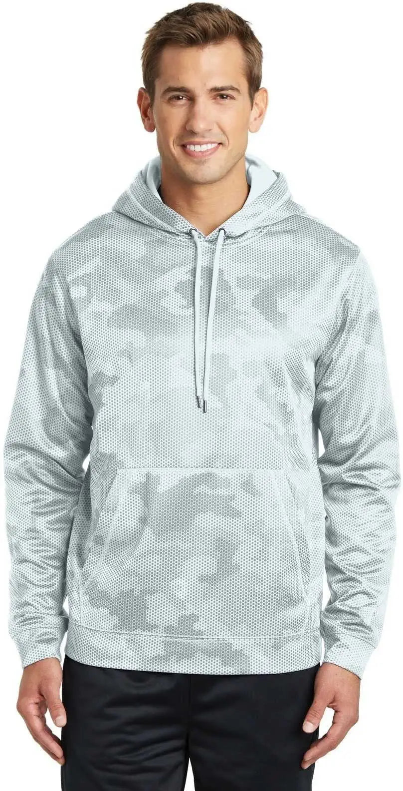 Sport-tek St240 Sport-wick Camohex Fleece Hooded Pullover - White