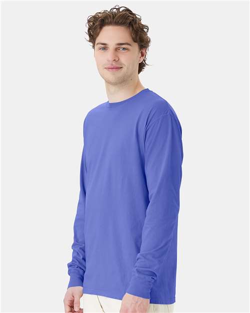 Deep Forte Blue Garment-Dyed Long Sleeve T-Shirt - GDH200