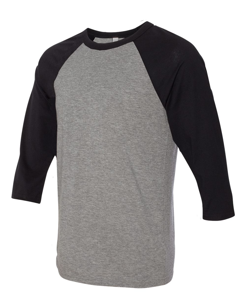 Deep Heather/ Black Three-Quarter Sleeve Baseball Tee - 3200
