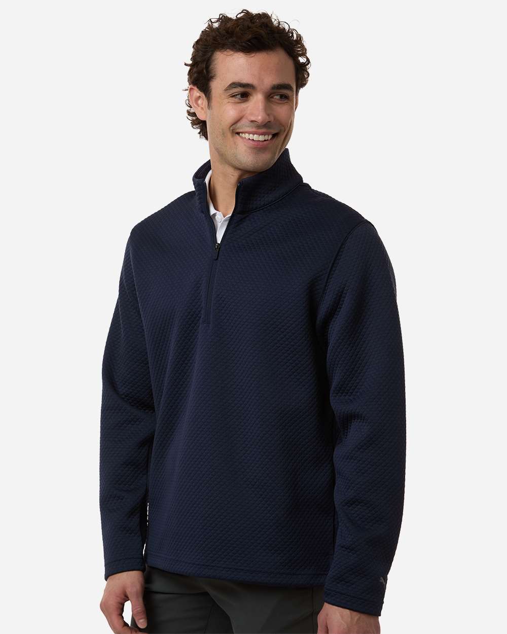 Deep Navy Men's Pebble Quarter-Zip Pullover - 638595 plain