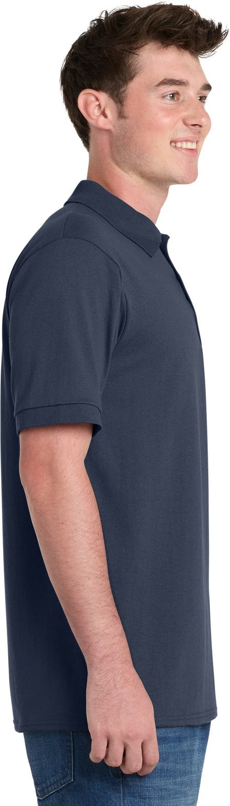 Deep Navy Port & Co Core Blend Jersey Knit Pocket Polo. KP55P