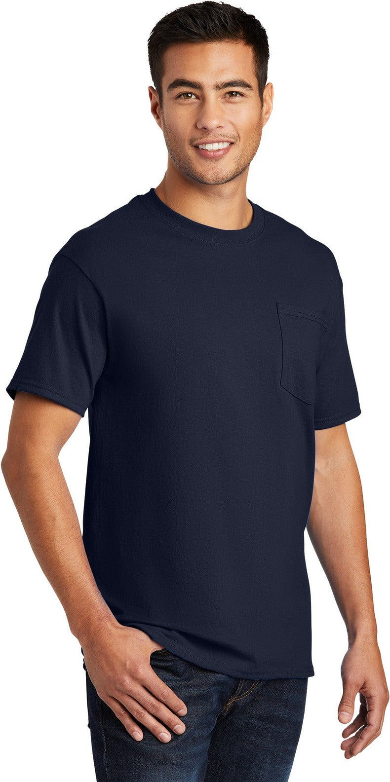 Deep Navy Port & Co Essential Pocket Tee. PC61P